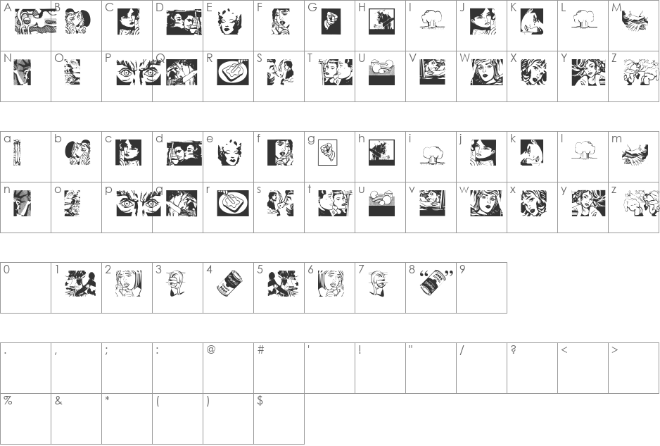 PopIcons font character map preview