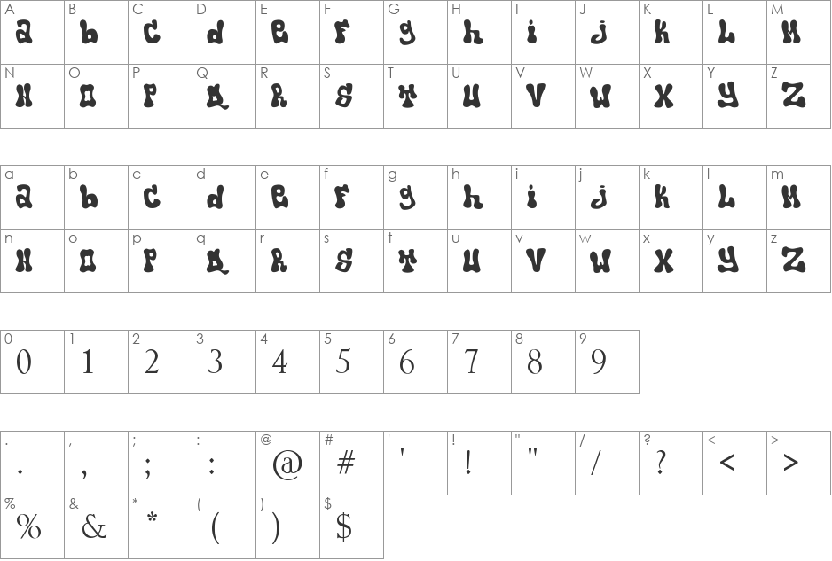 popo font character map preview