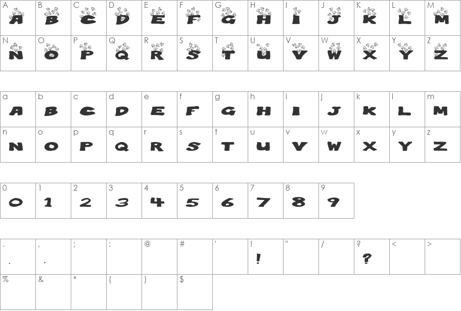 PoppingPopcorn font character map preview