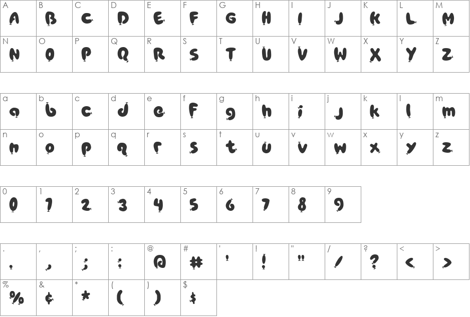 Poppy AOE font character map preview