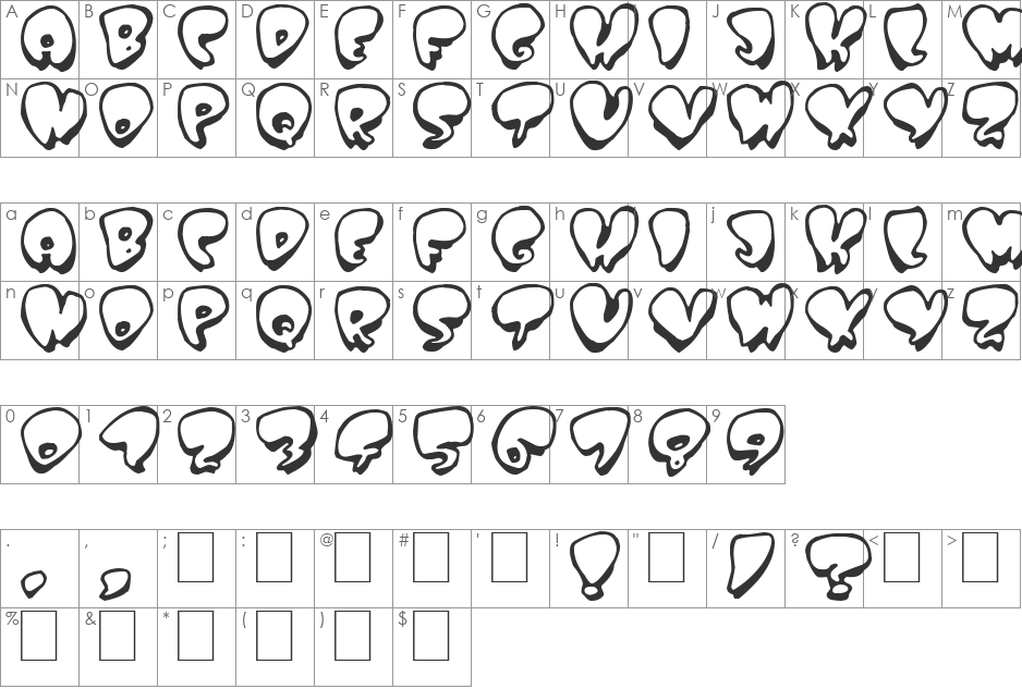 Poppydot font character map preview