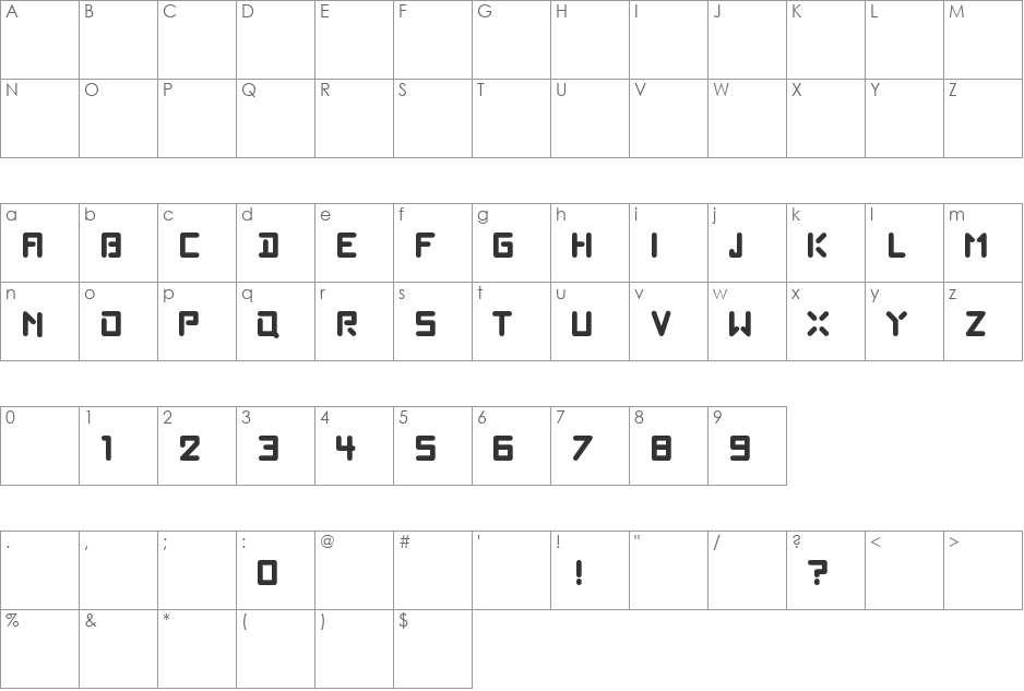 Poprock font character map preview