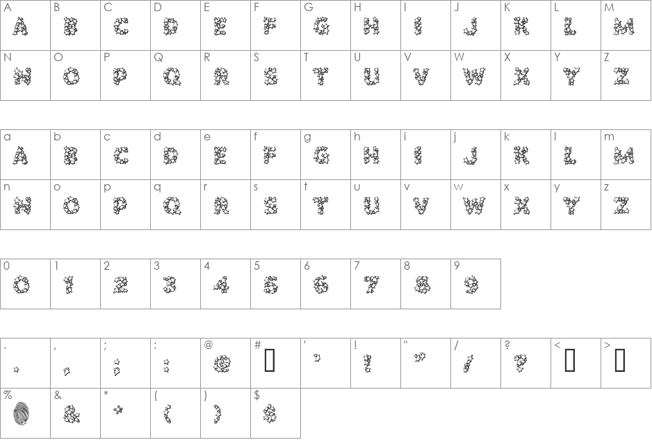 Popstars font character map preview