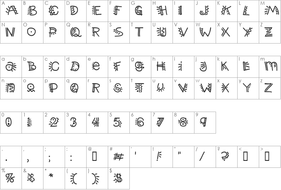 PopticsThree font character map preview