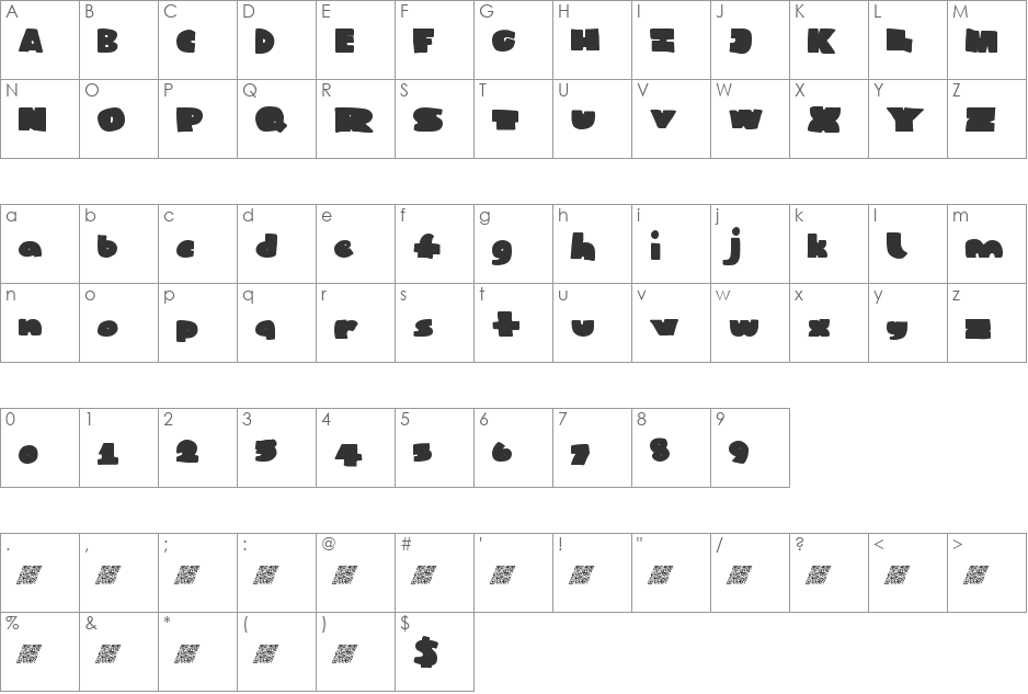 PopularCulture font character map preview