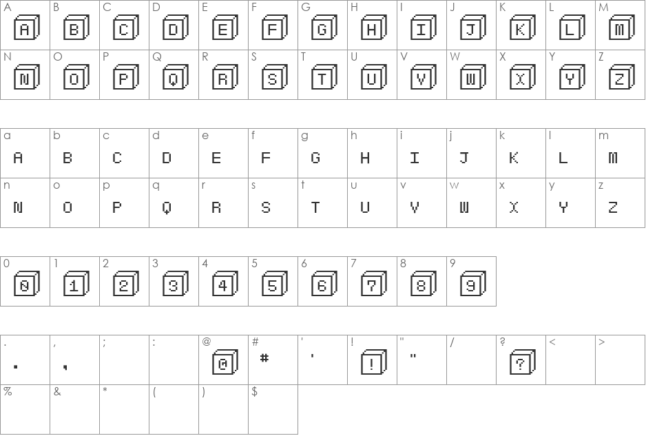 Baby blocks font character map preview