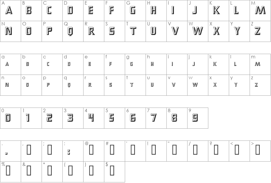 PopUps font character map preview