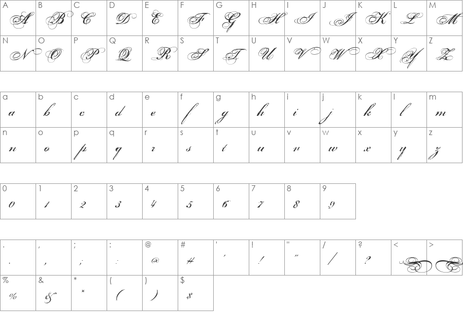 Porcelain font character map preview