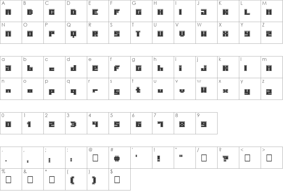 PormaskInnebr font character map preview