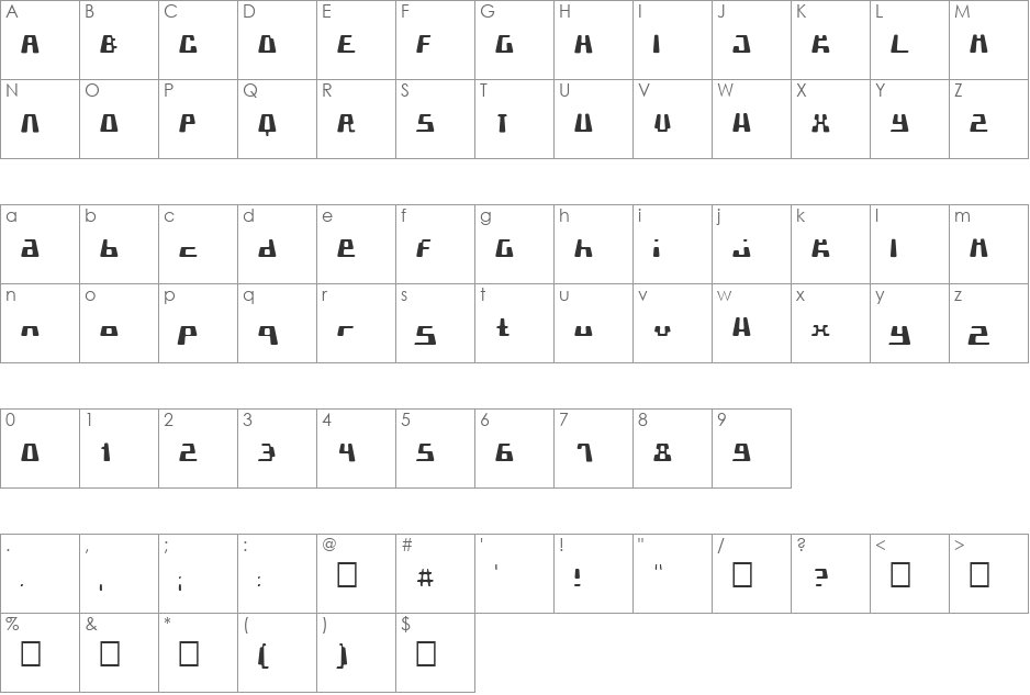 PormaskKl font character map preview