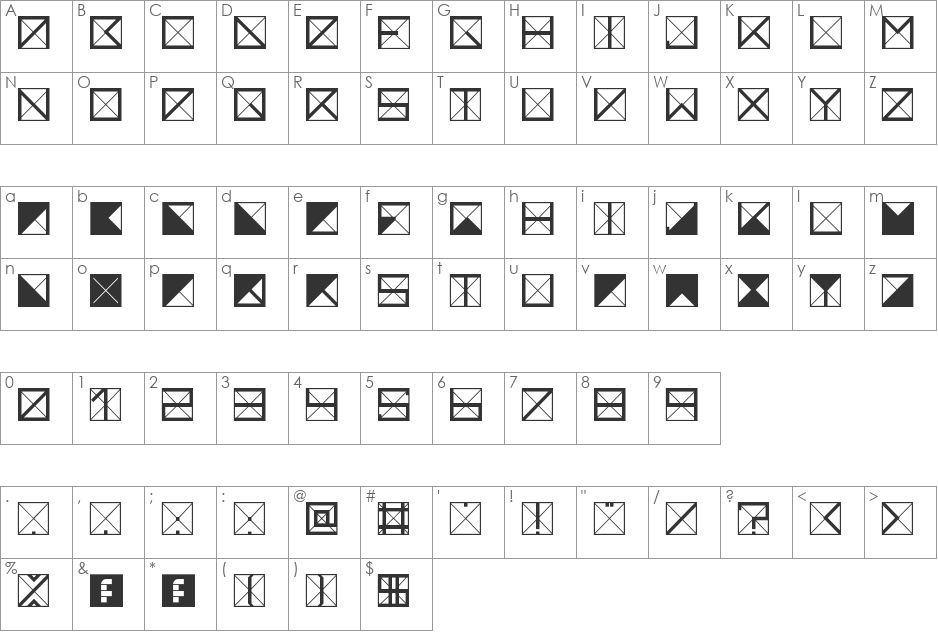 PornoJunky font character map preview