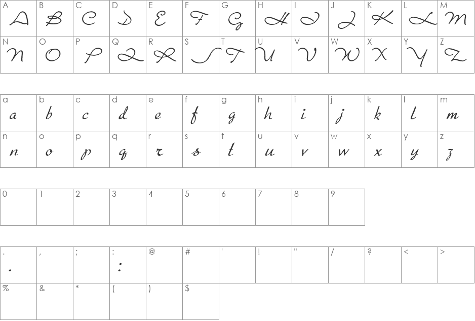Porosa font character map preview
