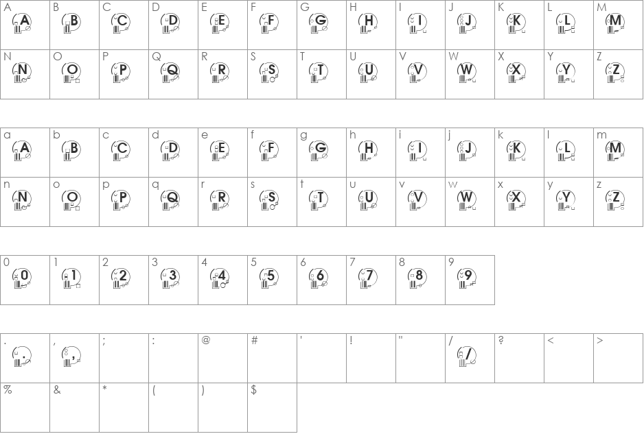 Porous font character map preview