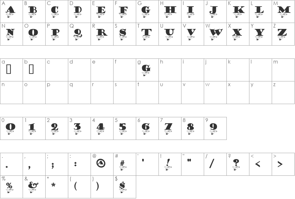 Portage font character map preview