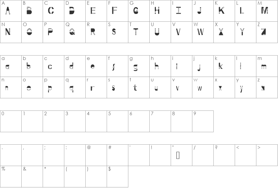 Portal font character map preview
