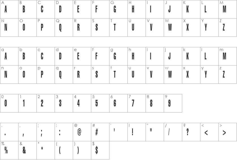 Portishead Dummy font character map preview