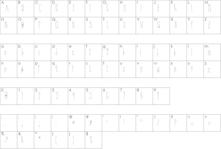 PoseyBlossom font character map preview