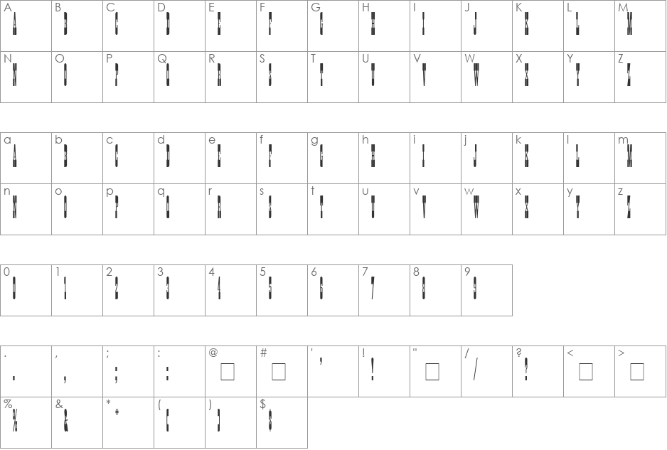 Posse font character map preview