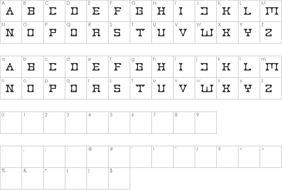 post rock font character map preview