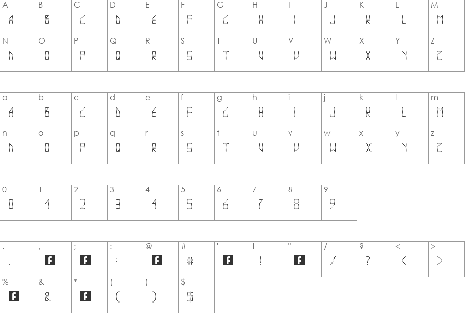 PostCode font character map preview