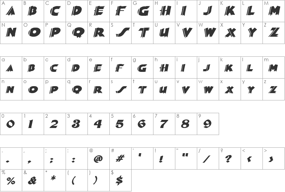 Poster-Extended font character map preview