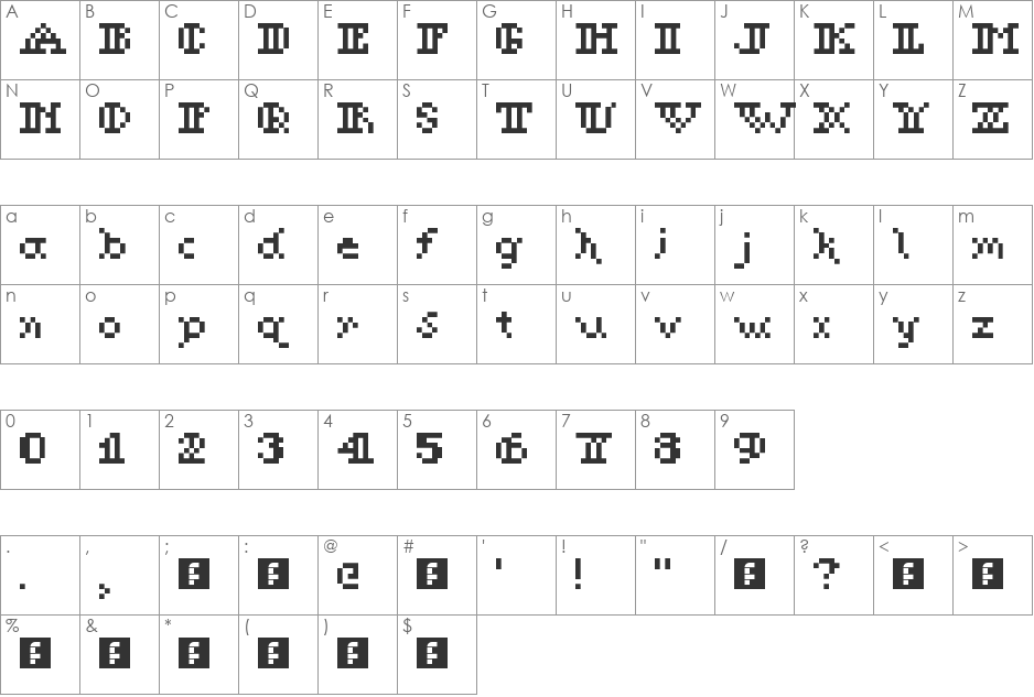 Baby Goth font character map preview