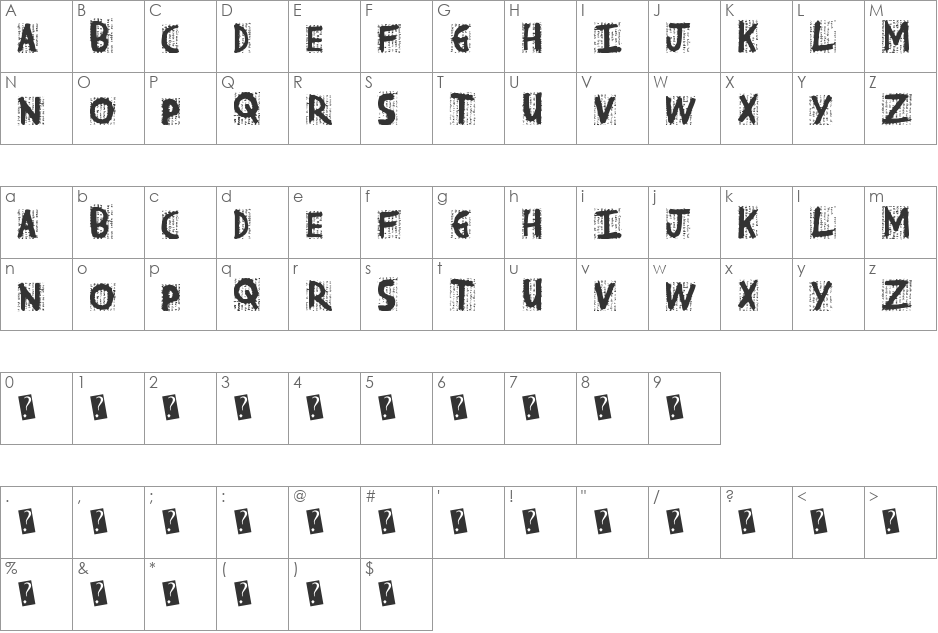 PostNews font character map preview