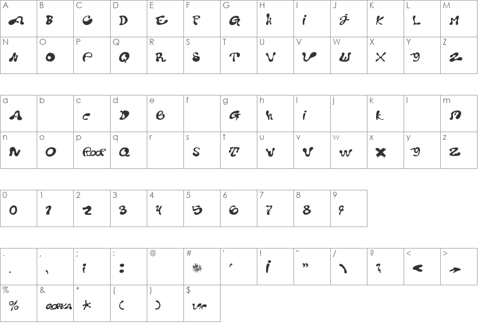 pota font character map preview