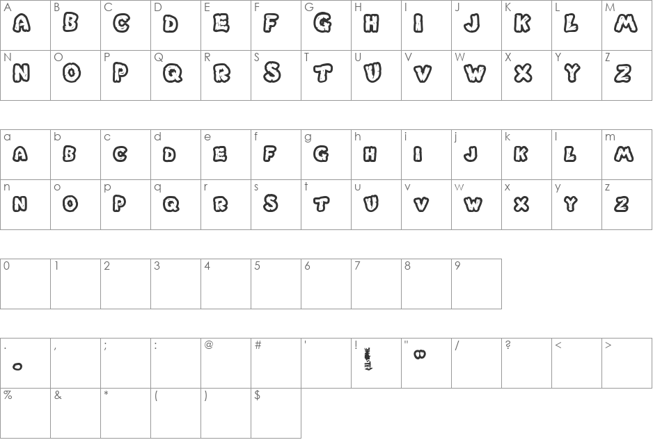 Potaisinho font character map preview