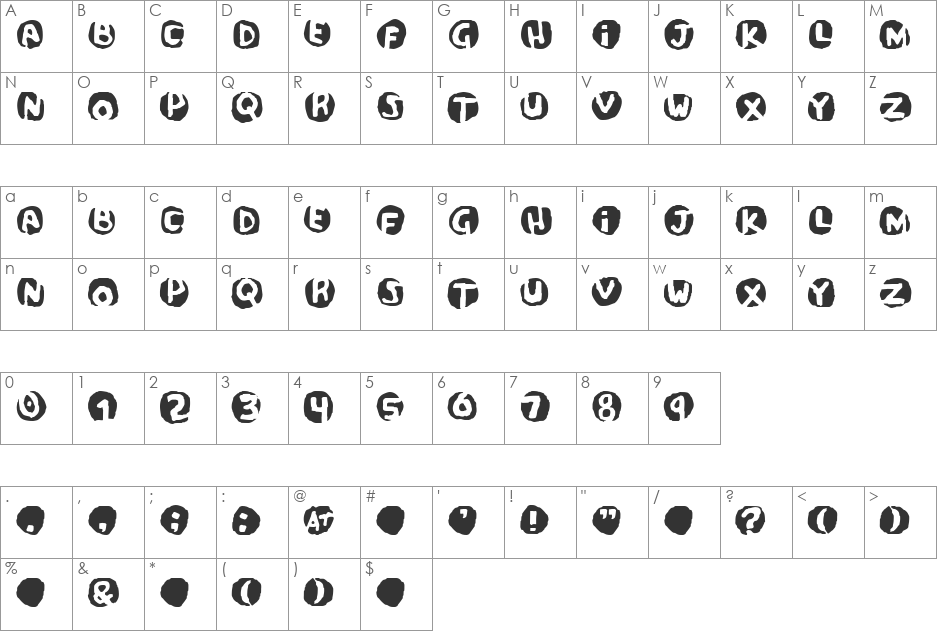 Potassium Scandal font character map preview