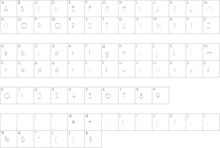 Pouf SSi font character map preview