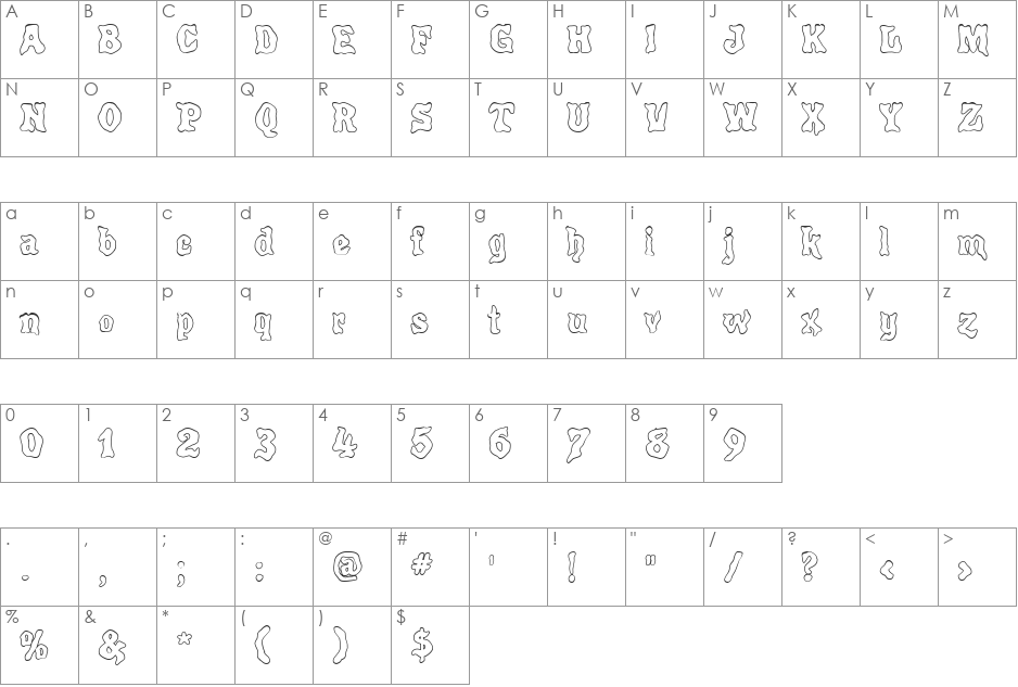 Poultrygeist Out font character map preview