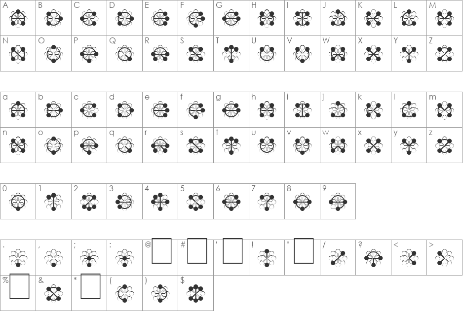 Pow-waw font character map preview