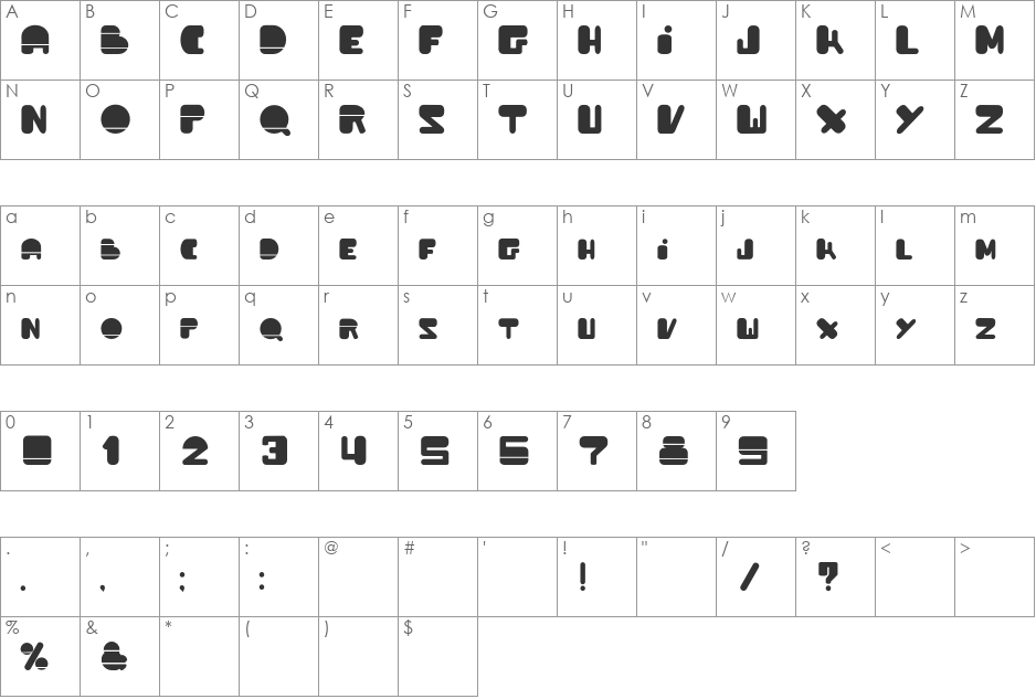 Powda font character map preview