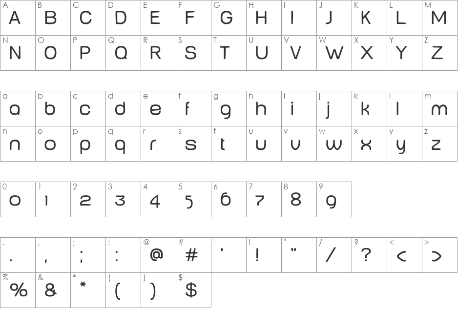 Baby MinePlump font character map preview