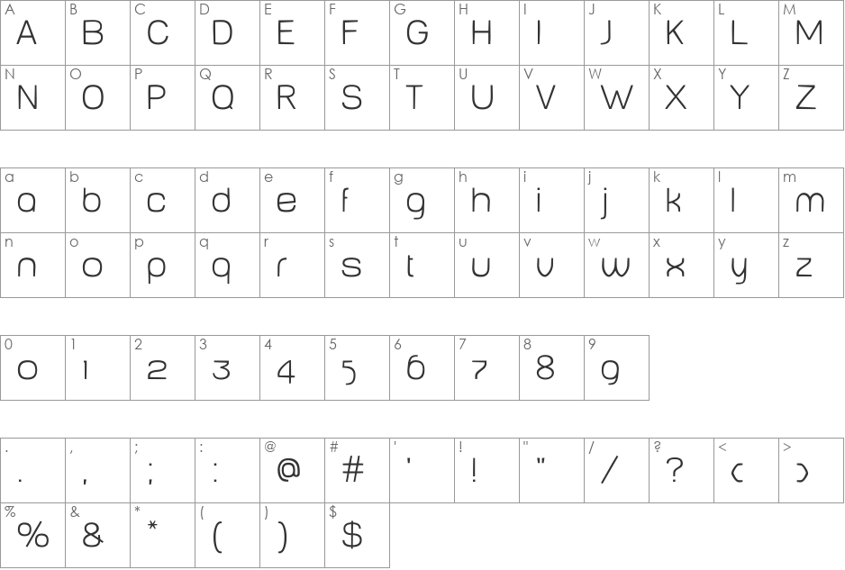 Baby MineThin font character map preview