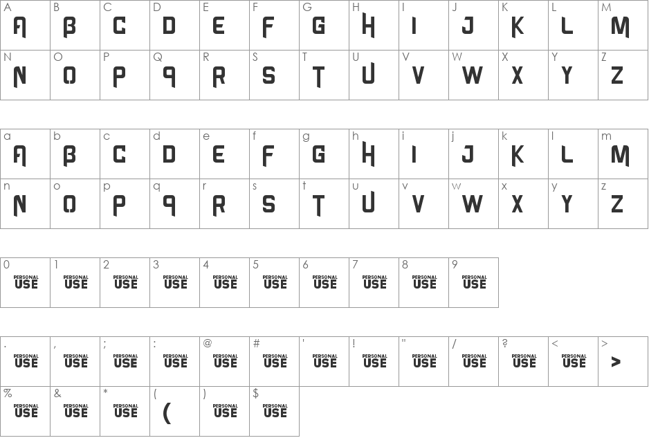 Power Bass font character map preview
