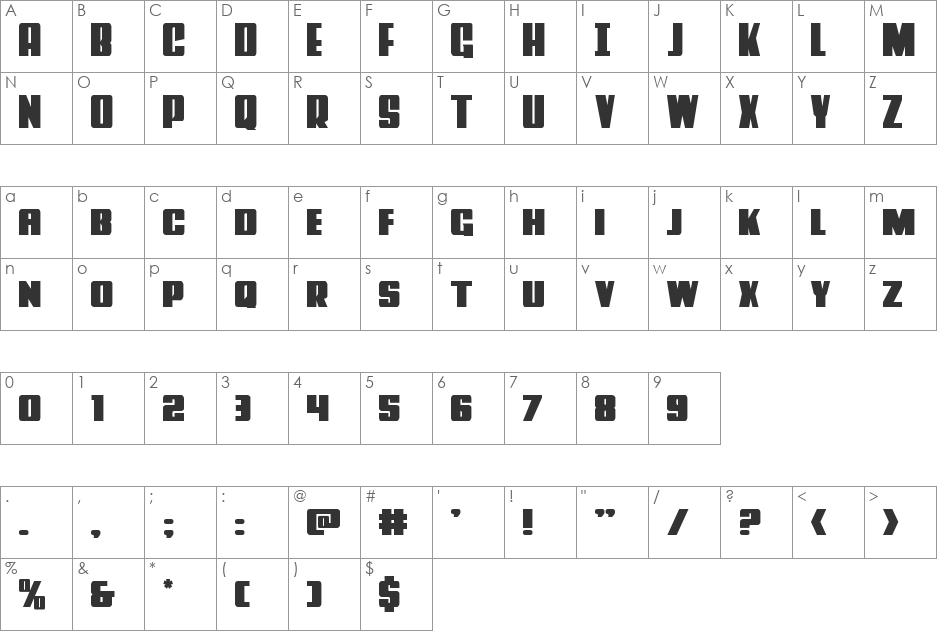 Power Lord Extra-Expanded Italic font character map preview