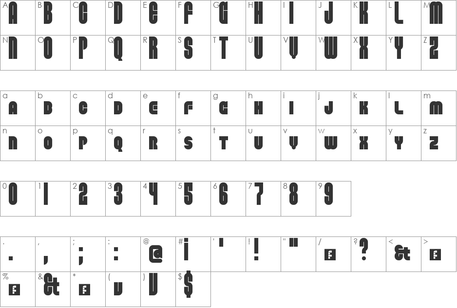 Power-Up font character map preview