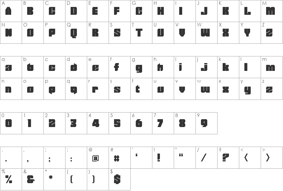 PowerChord font character map preview