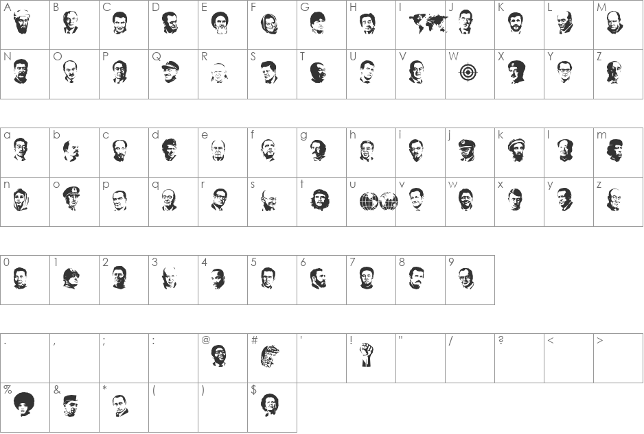 POWERVIEW font character map preview