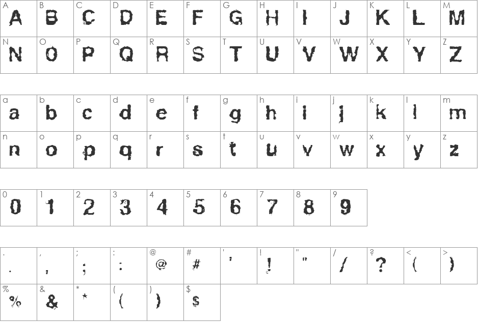 Powerwalker font character map preview