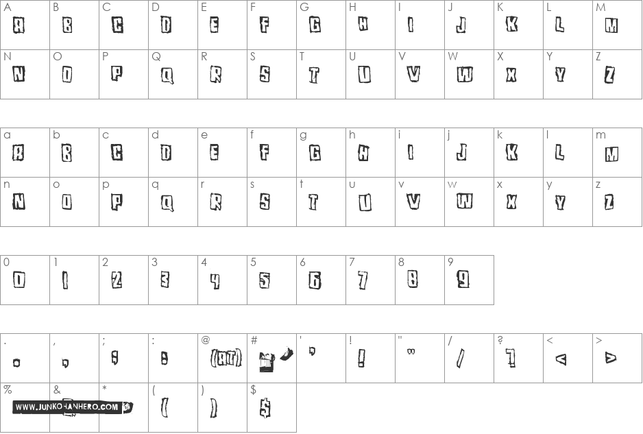 Pozofour font character map preview