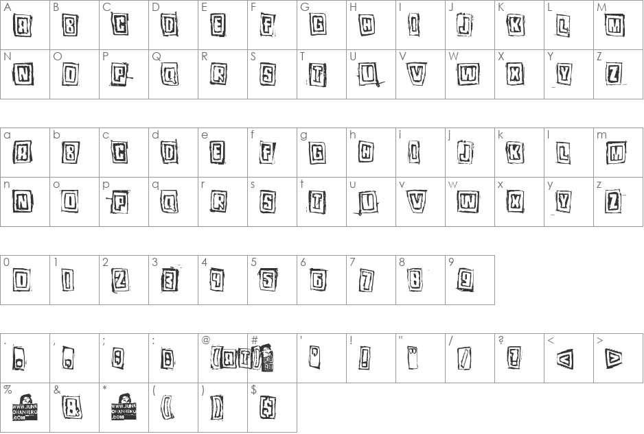 Pozotwo font character map preview