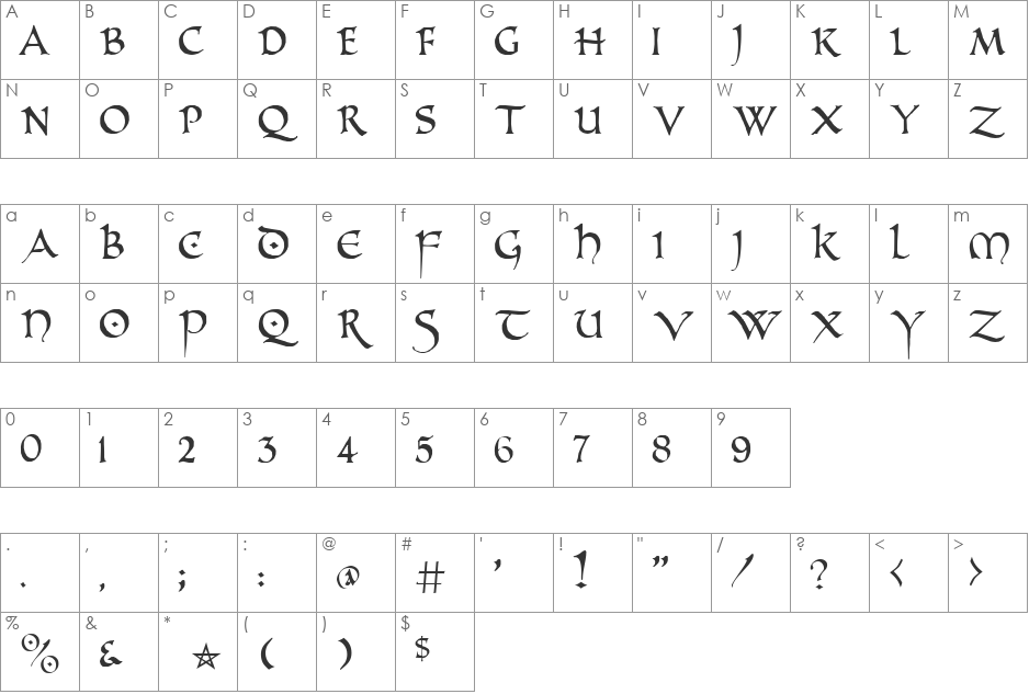 PR Uncl Alt Caps font character map preview