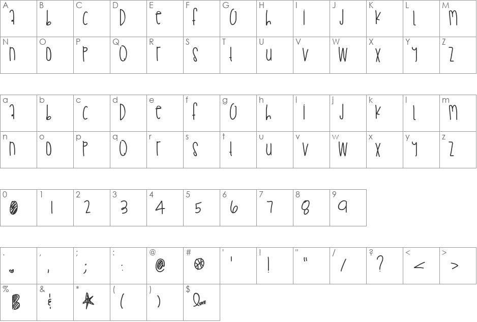 PraduhhTheGreat font character map preview