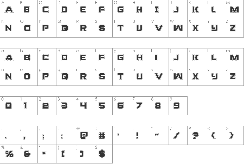 Praetorian Academy font character map preview