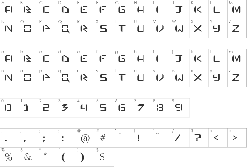 praetorian defiance font character map preview