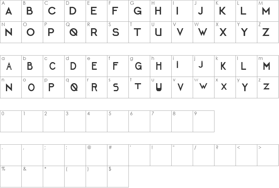 prayogo font character map preview