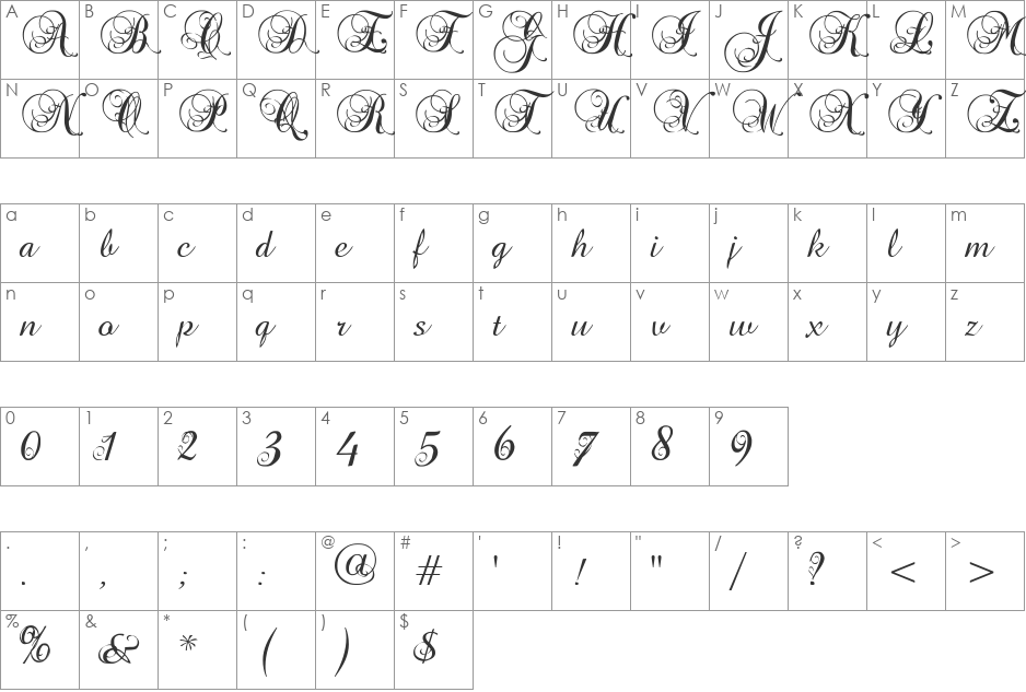 Precious font character map preview